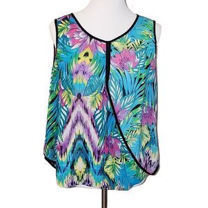 Nicole by Nicole Miller Sheer Floral Sleeveless Top Size X-Large‎